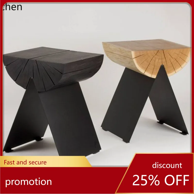 

CZ Creative Wooden Low Stool Unique Wooden Stool Bar Homestay Inn Living Room Solid Wood Shoe Changing Stool Natural Wood