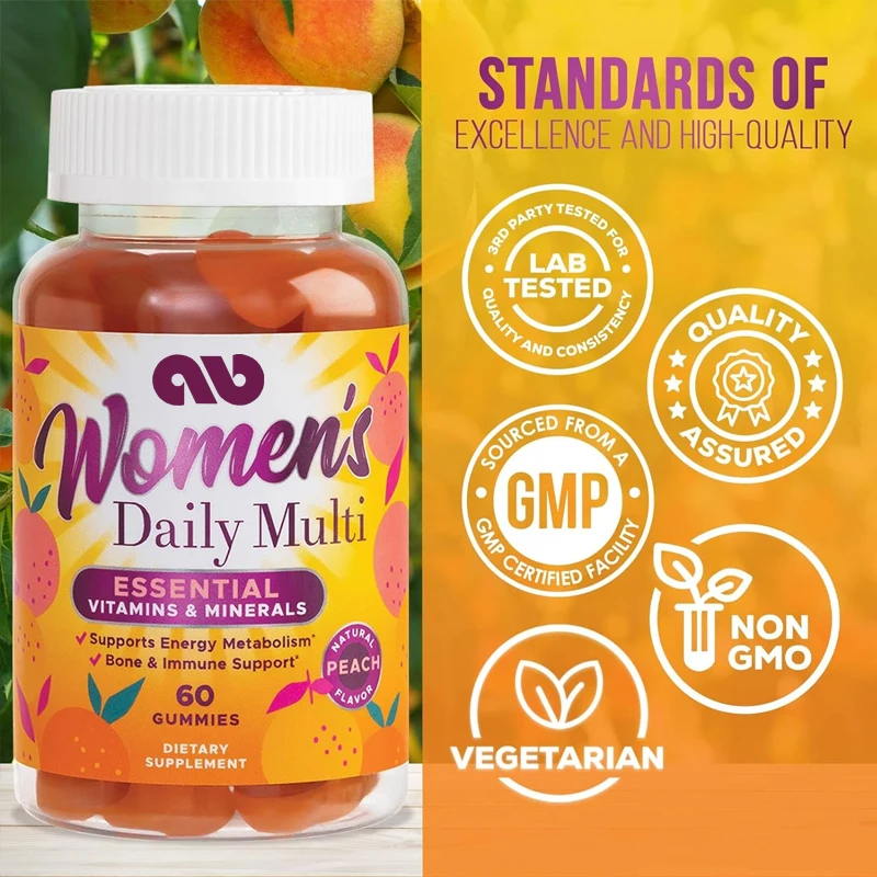 Women's Complete Daily multivitamin gummies, immune health support, peach flavored daily vitamin -60 gummies