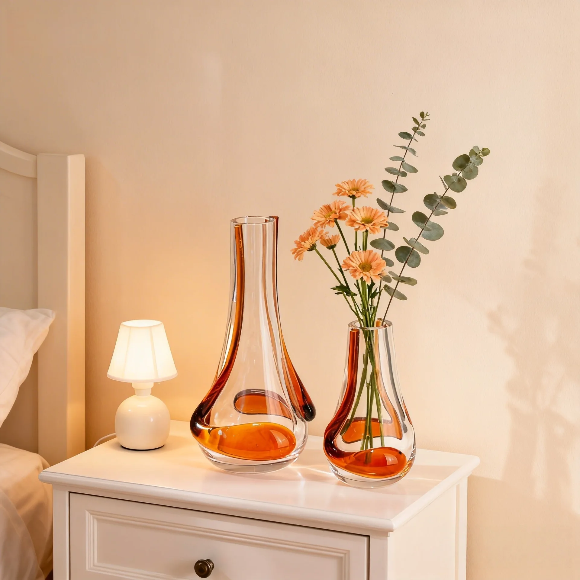 Light luxury handmade high-end dining table soft decoration jewelry glass vase ornament glazed model room entrance flower ware