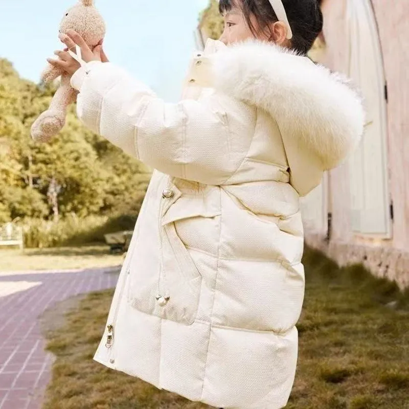 

Kids Girls' Down Jacket Winter 2026 New Style Children's Loose and Plush Thick Fur Collar Coat 110-170cm