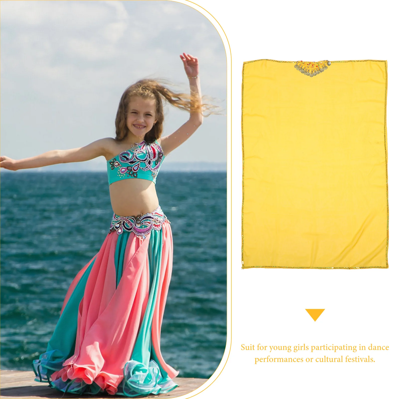 1Set Meisjes Buikdanseres Hoofddeksel Kwastje Munten Pailletten Tribal Dans Hoofddoek Prestaties Accessoires Kinderen Dans