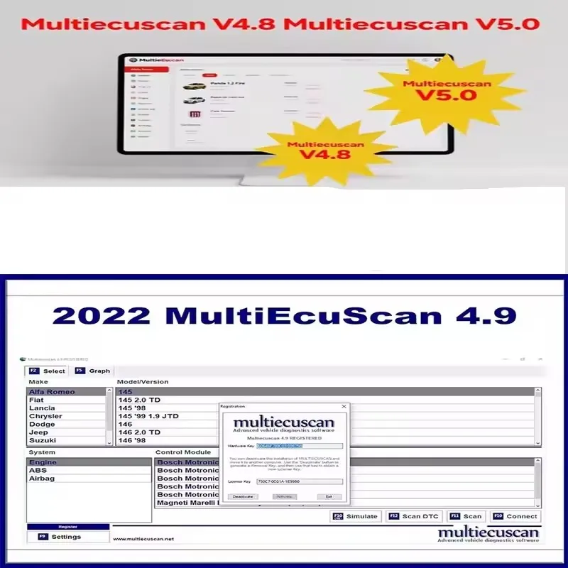 

Multiecuscan V4.9 V4.8 V5.0 2025 Diagnostic Scanner for Fiat Chrysler Dodge Jeep Suzuki Compatible with ELM327 Tools Vehicle OBD