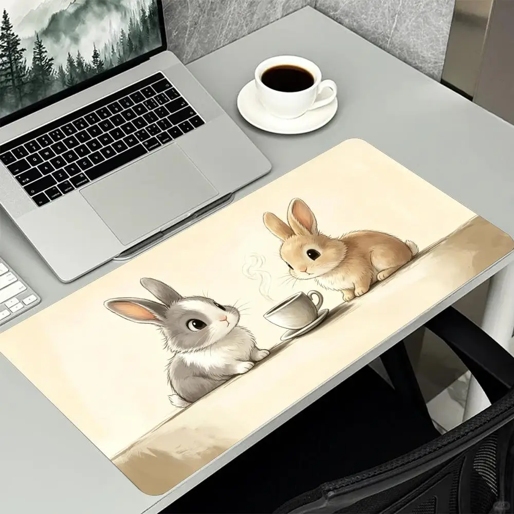 Black Kitten Coffee Art Large Size Mouse Pad Thick Non‑Slip Rubber Desk Mat Lovely Cartoon Animal Design For Gaming Laptop Use