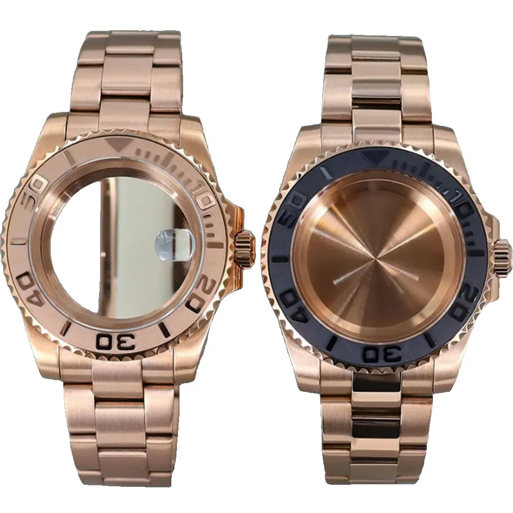Корпус NH35 из розового золота с водным призраком, ремешок с тонкой регулировкой, зеркало, сапфировое стекло, подходит для корпуса часов NH34 NH36