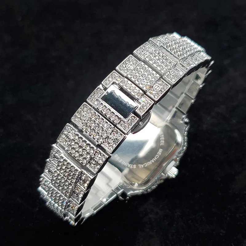 Jam Tangan Mewah Bertabur Berlian Wanita Fashion Bling Perak Stainless Steel Quartz Iced Out Berkilau Perhiasan Jam Tangan 2026 Terbaru