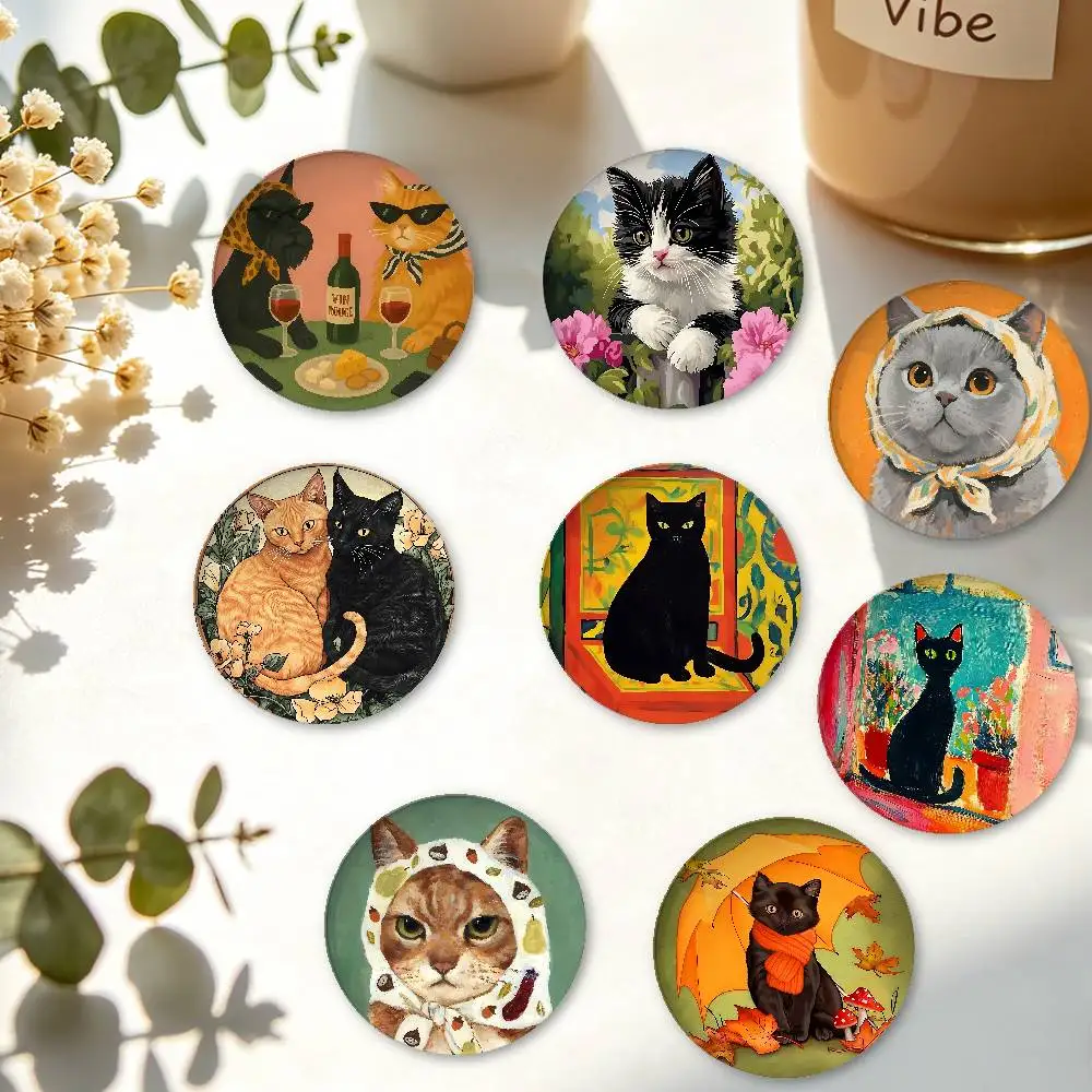 Henri Matisse Cat Minimalist Exquisite Tinplate Brooches: Sleek Badge Lapel Pins For Bag Accessories, Practical Souvenir Gifts