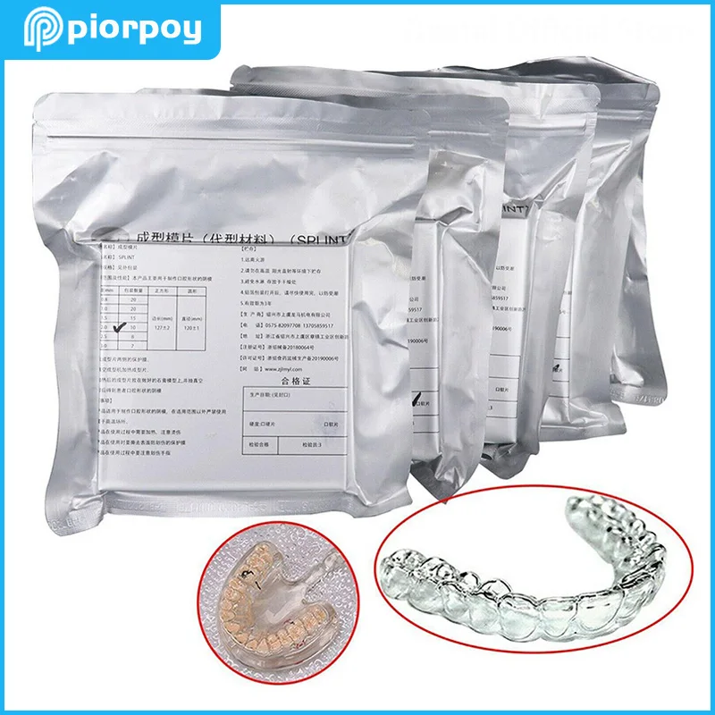 PIORYPOY Dental Lab Splint Thermoforming Material for Vacuum Forming Soft Hard Sheets Orthodontic Retainer Slice 0.8/1.0/1.5Mm