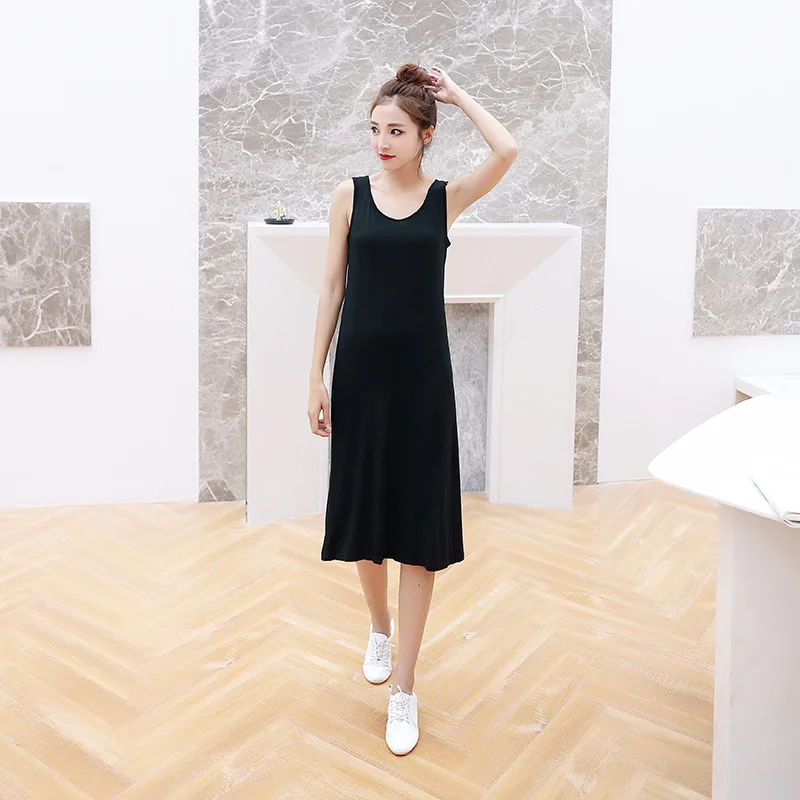 1 40 Momme Modal Summer Midi Dress for Women Sleeveless Loose Fit Tank Dress Casual Layering Slip Dress