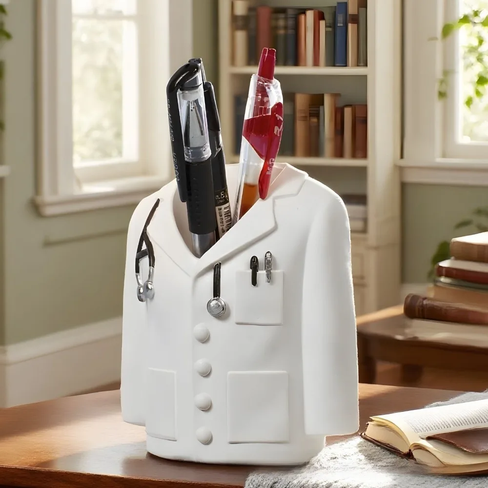 

Креативный подсвечник-органайзер из смолы в форме белого пальто, с уникальным дизайном, вазой для сухоцветов и декором в стиле арт-деко, цилиндрический, белый, для хранения и рукоделия