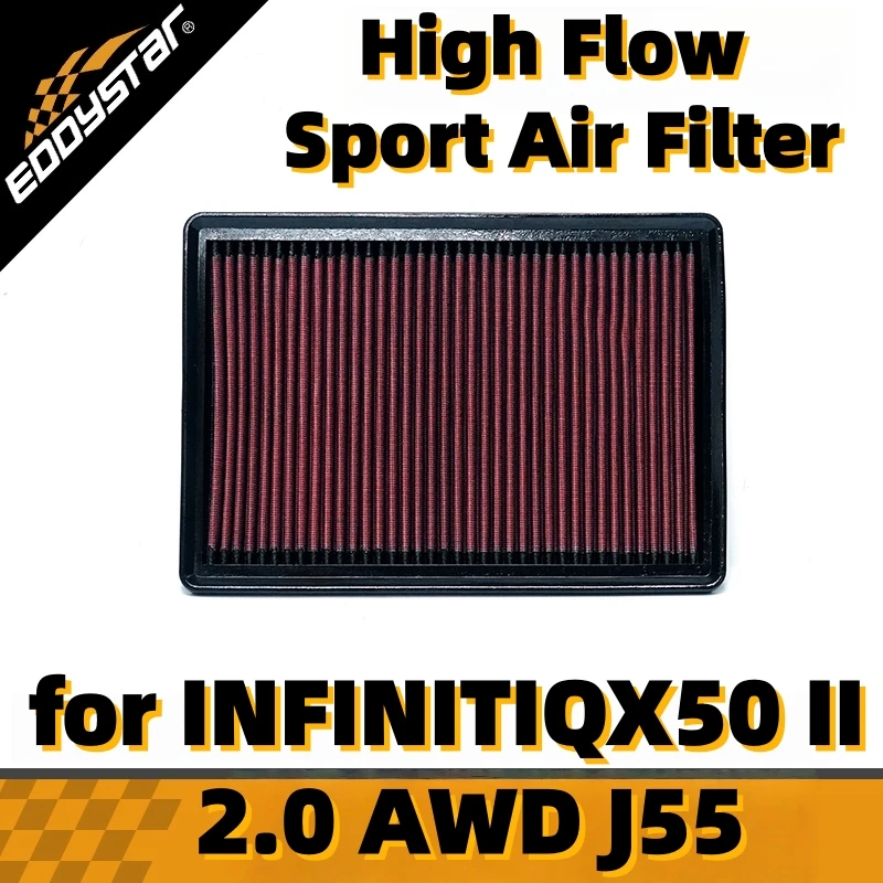 

Спортивный воздушный фильтр с высоким расходом для INFINITI QX50 II 2017-настоящее время 2.0 AWD J55 197KW 268PS Моющиеся гоночные впускные фильтры