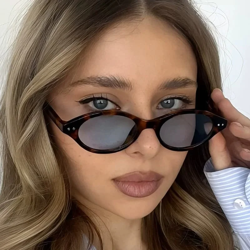 

2025 Small Oval Sunglasses for Women Brand Design Leopard Tortoise Shell Sun Glasses Outdoor Shades Female UV Oculos De Sol