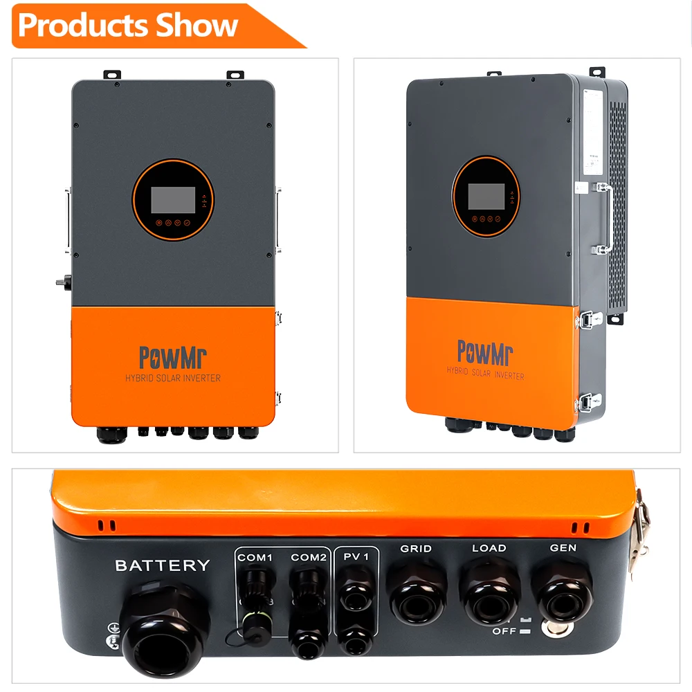 PowMr US 12KW 48V سبليت المرحلة العاكس للطاقة الشمسية 120Vac/208Vac/240Vac الناتج بناء في وحدة تحكم MPPT 200A ومدخل WI-FI Max PV 550Vdc