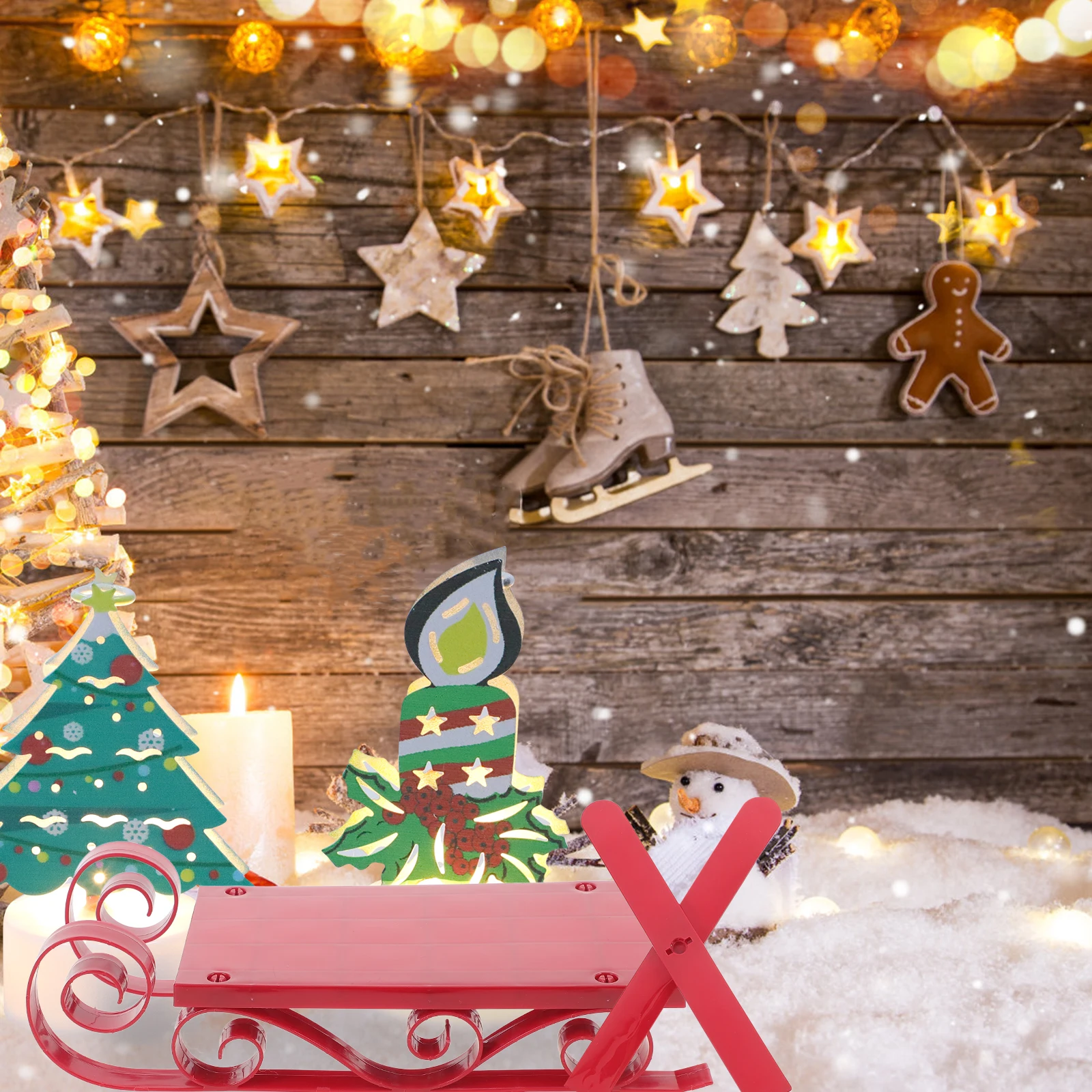 

1Set Christmas Sleigh Adornment Small Desktop Sleigh Xmas Party Skiing Board Decoration Ornament Christmas Skiing Board