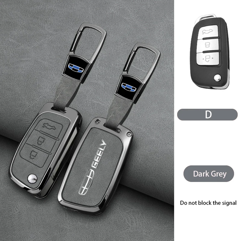 Zinc Alloy Leather Car Key Cover Protect Skin Case for Geely GX3 EC7 EC8 GC6 EC715 EC718 Emgrand7 EU7 EC7-RV EC718-RV Keychain