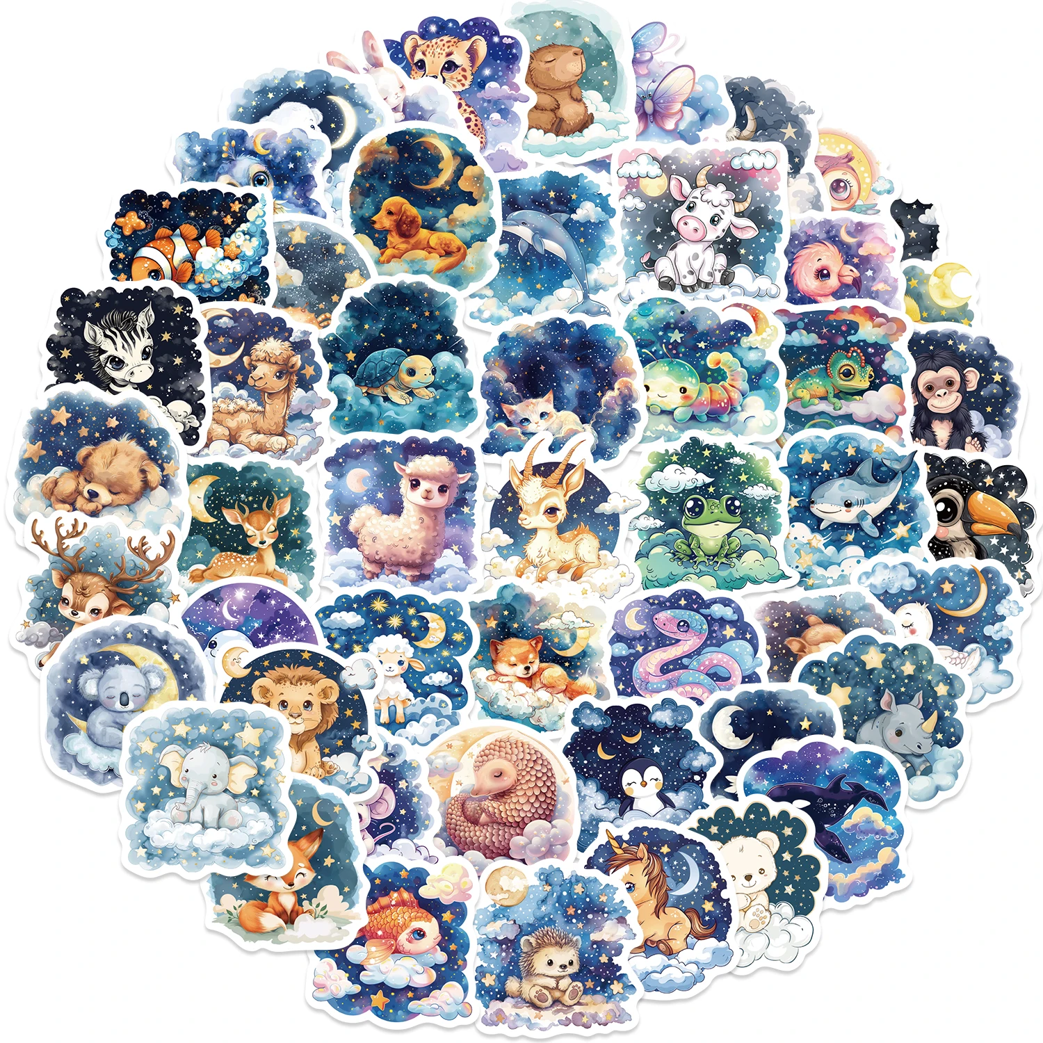60 STKS Leuke Fantasie Dieren Sticker Kawaii Hond Vis Gemengde Stickers Decoratie Auto Skateboard Laptop Graffiti Decal Kid Speelgoed