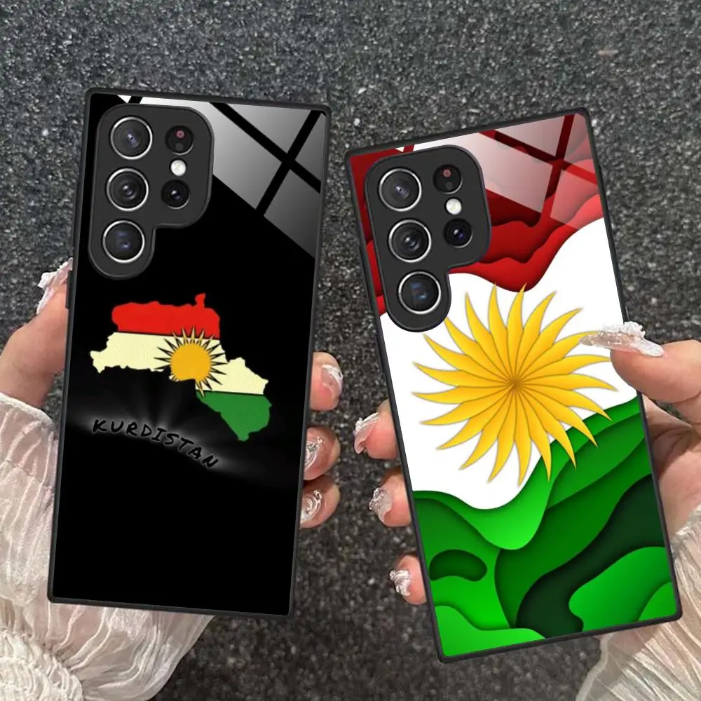 

Чехол для мобильного телефона с флагом Курдистана для Samsung Galaxy S26 S25 S24 S23 S22 S21 S20 Note20 Plus FE Ultra, стеклянный, цветной