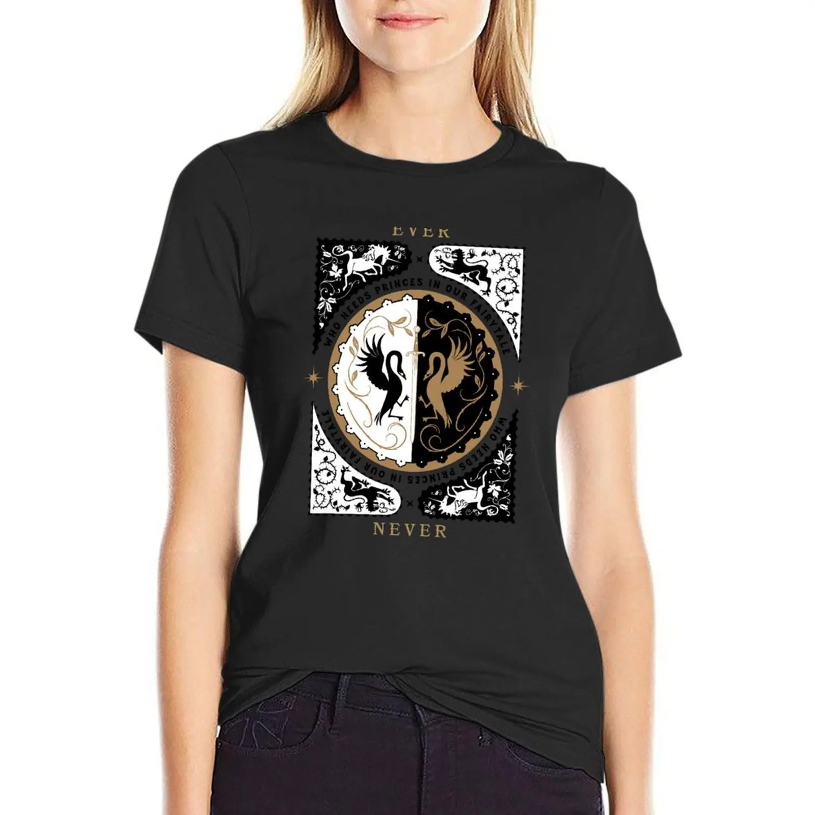 The School for Good and Evil Who Needs Princes Ever & Nevers Logo T-Shirt cute clothes plus sizes Woman fashion