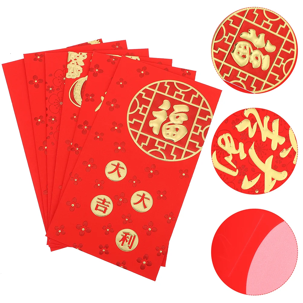 60 Pcs Red Envelope Bag Packets New Year Envelopes Spring Festival Pocket 2022 Embossed Money
