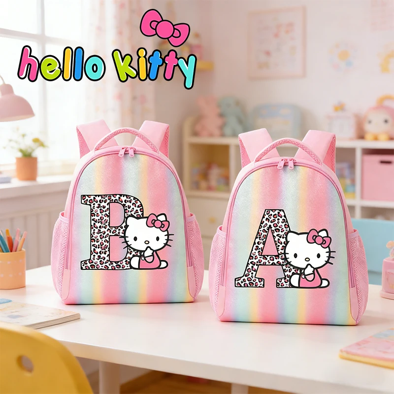 

Sanrio HelloKitty Girl Backpack Kawaii Colorful School Bag Cartoon KT Cat Rucksack Cute Travel Small Backpacks Stationery Gift