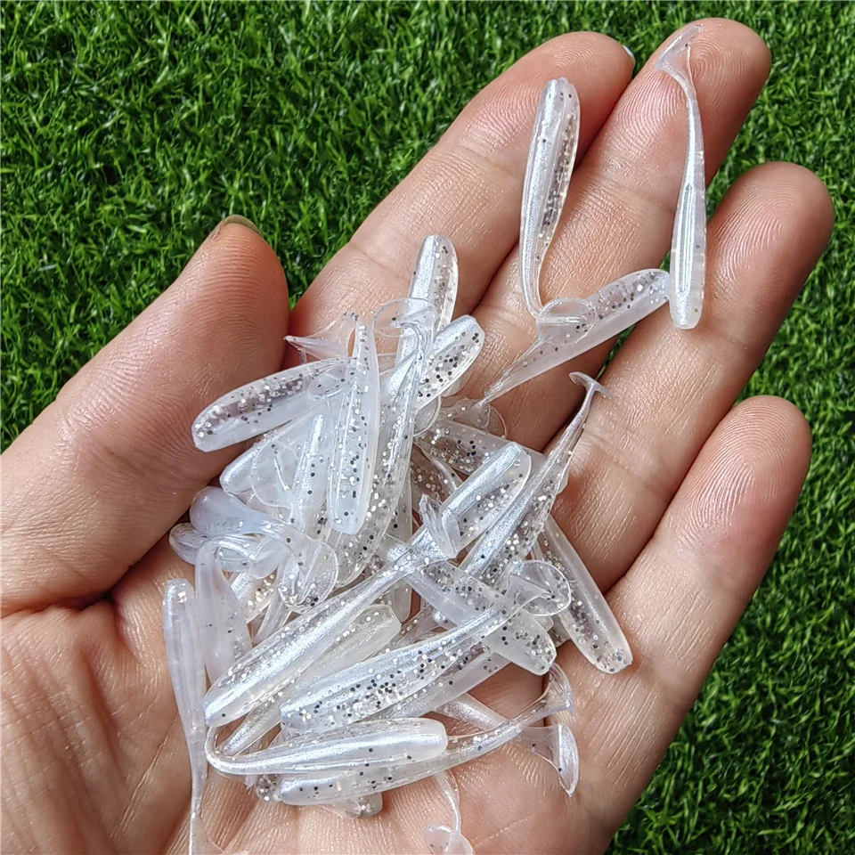 50PCS Micro Weiche Angeln Lockt 0,35g/35mm T-schwanz Wurm Köder Kleine Künstliche Köder Jig wobbler Bass Hecht Angelgerät – Detail 10