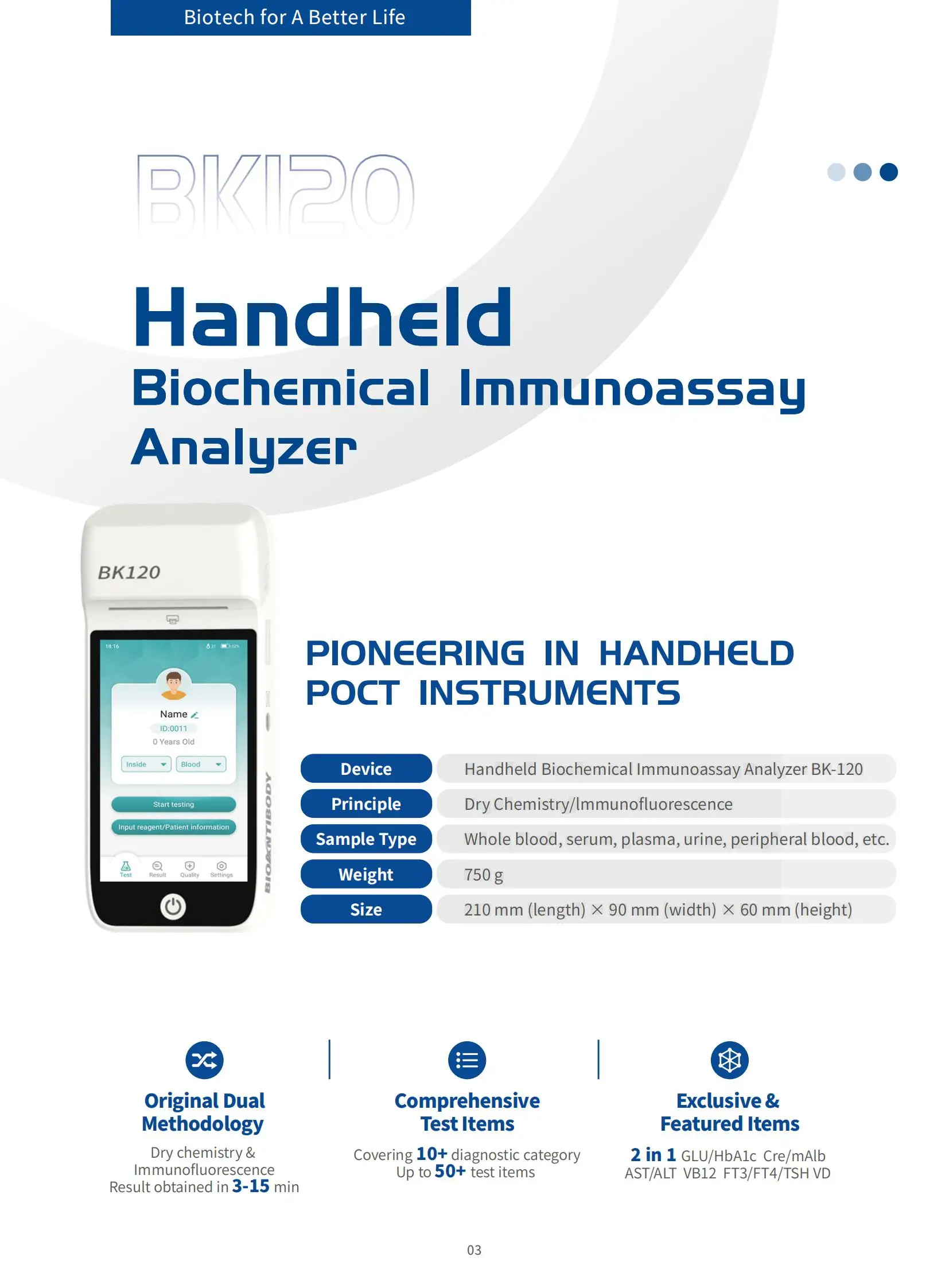 Automatic 3 In 1 Portable Urine Biochemical  Urine Analysis Testing System for ACR Cretinine Microalbumin Detection