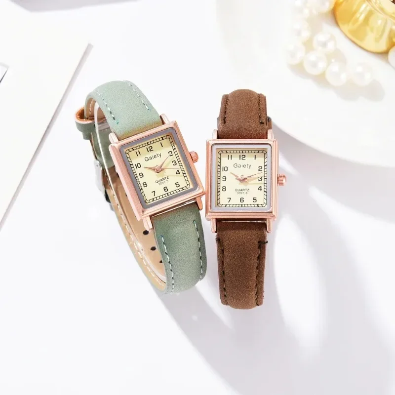 Luxury Square Vintage Women Watches Leather Belt Female Dress Quartz Clock Casual Bracelet Women Wrist Watch Reloj Mujer Montre