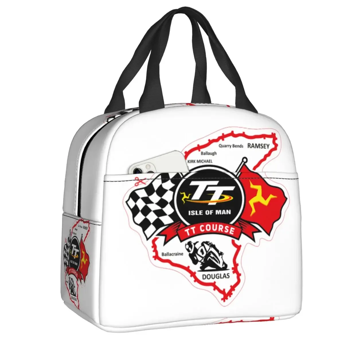 

Isle Of Man Tt Racing Lunch Bag Cooler Thermal Insulated Lunch Boxes for Women Kids Work School Food Picnic Tote Container