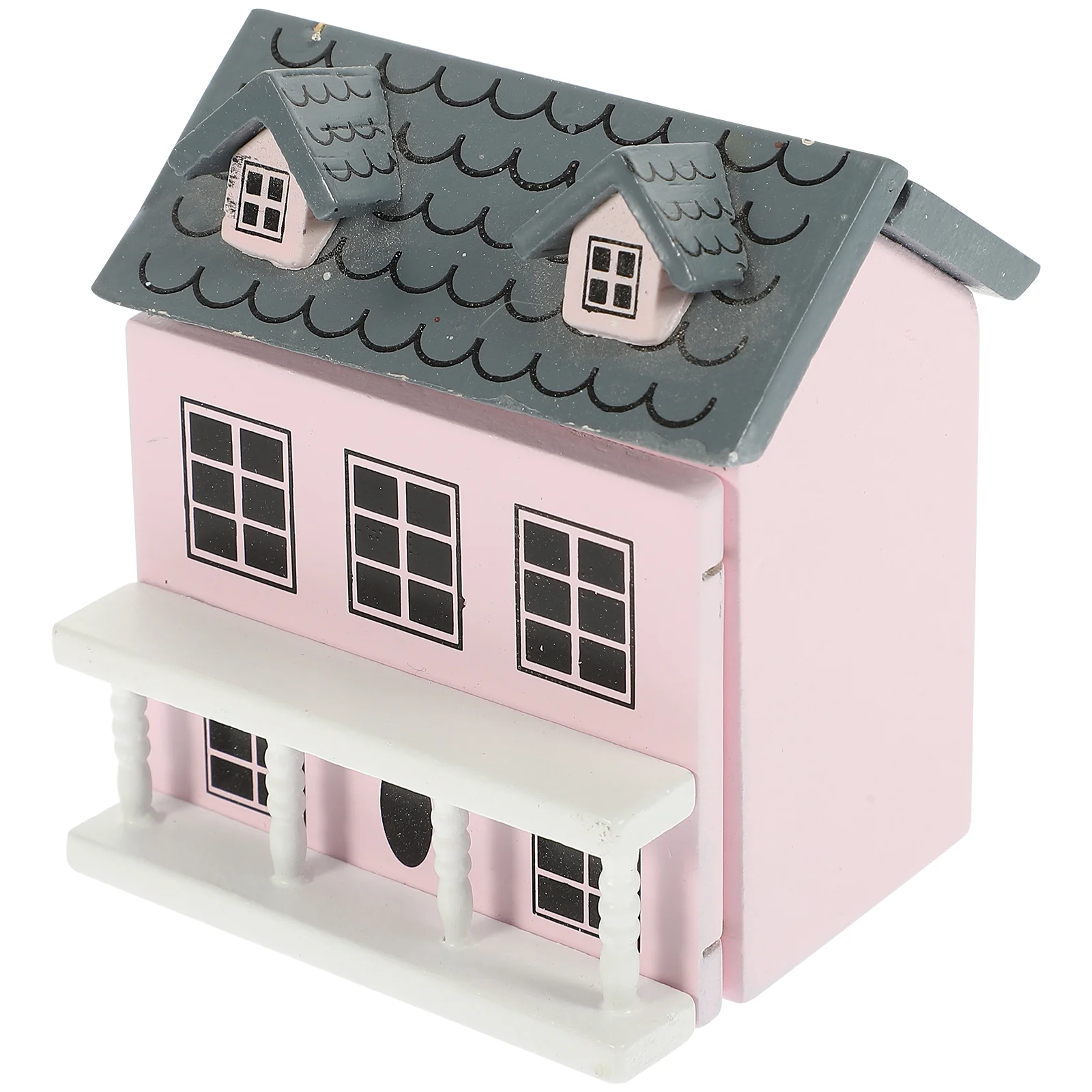 Decorate House Mini Furniture Pink Small Villa Ornaments for Crafts Wooden