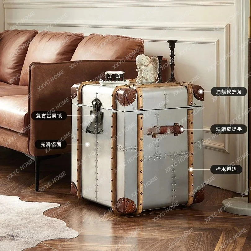 TTss25 American Side Few Lockers, Rivets, Retro Leather Case, Storage Cabinet, Handicrafts Box, Bedside Table.