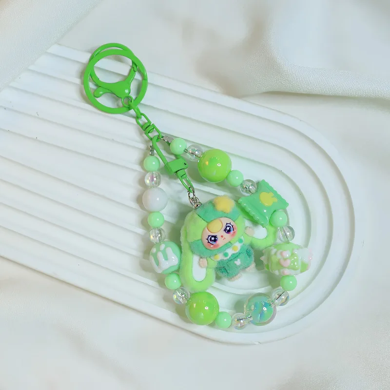 Mini Baby Three Flocking Keychain Trendy Doll Figures Key Chain Kawaii Dora Wendy Doll Keyring Bag Charms Christmas Gifts