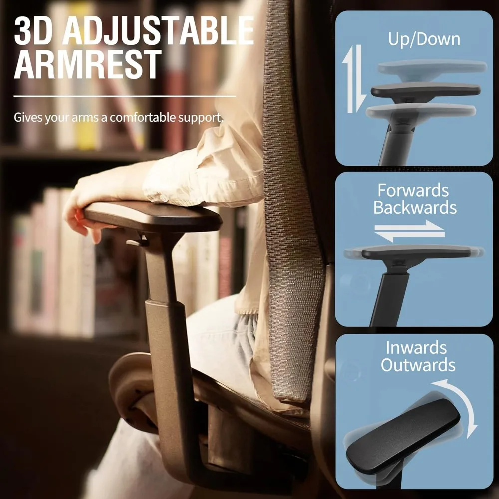 Mesh Office Chair,Sturdy Task Chair- Adjustable Lumbar Support & Armrests,Tilt Function,Comfort Wide Seat