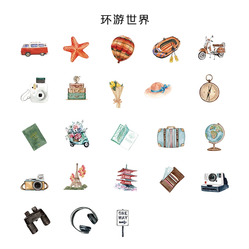 46 stuks/doos Around The World Series Boxed Stickers Studentbenodigdheden Handgemaakte DIY decoratieve materialen