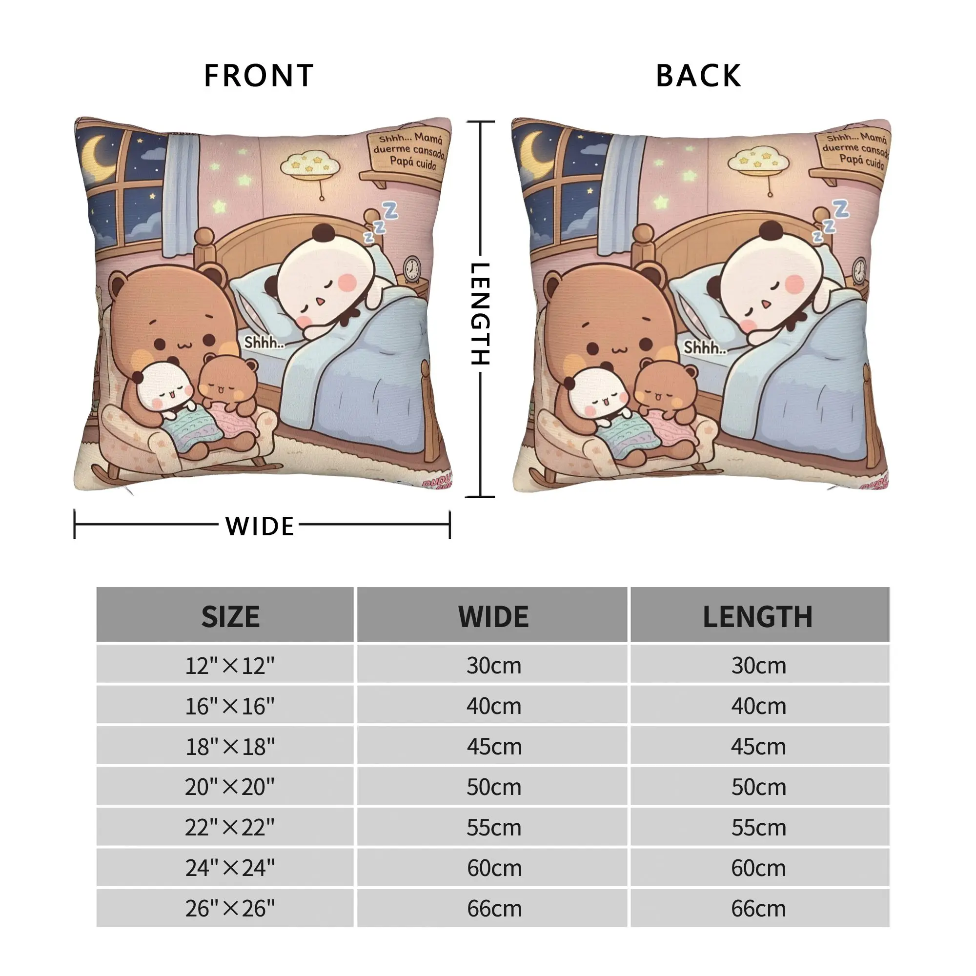 Pillow Case Bear And Panda Bubu Dudu Square Pillow Cover  Novelty Cushion Cover Graphic Pillowcases For Sofa Bedroom Home Decor