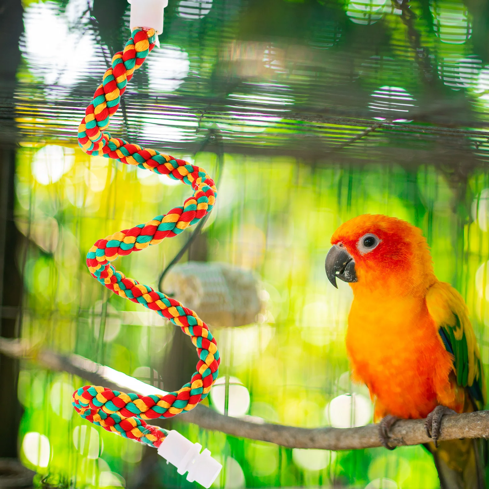 

2Pcs Parrot Perch Set Cotton Rope Bird Stand Multi-Purpose Chewing Climbing Swinging Activity Bar for Cockatoo Budgie Macaw Cage