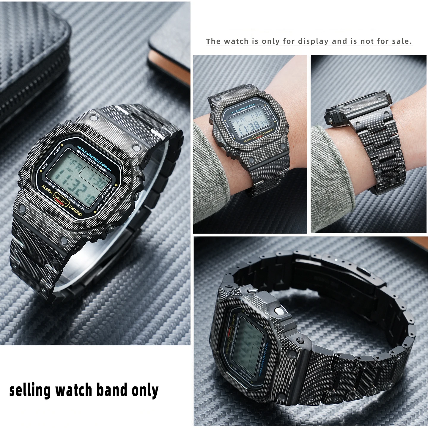 Camouflage DW5600 mod kit For Casio DW-5600 GW-M5610 Titanium alloy case+strap DW5600 Stainless steel metal bezel watch band men
