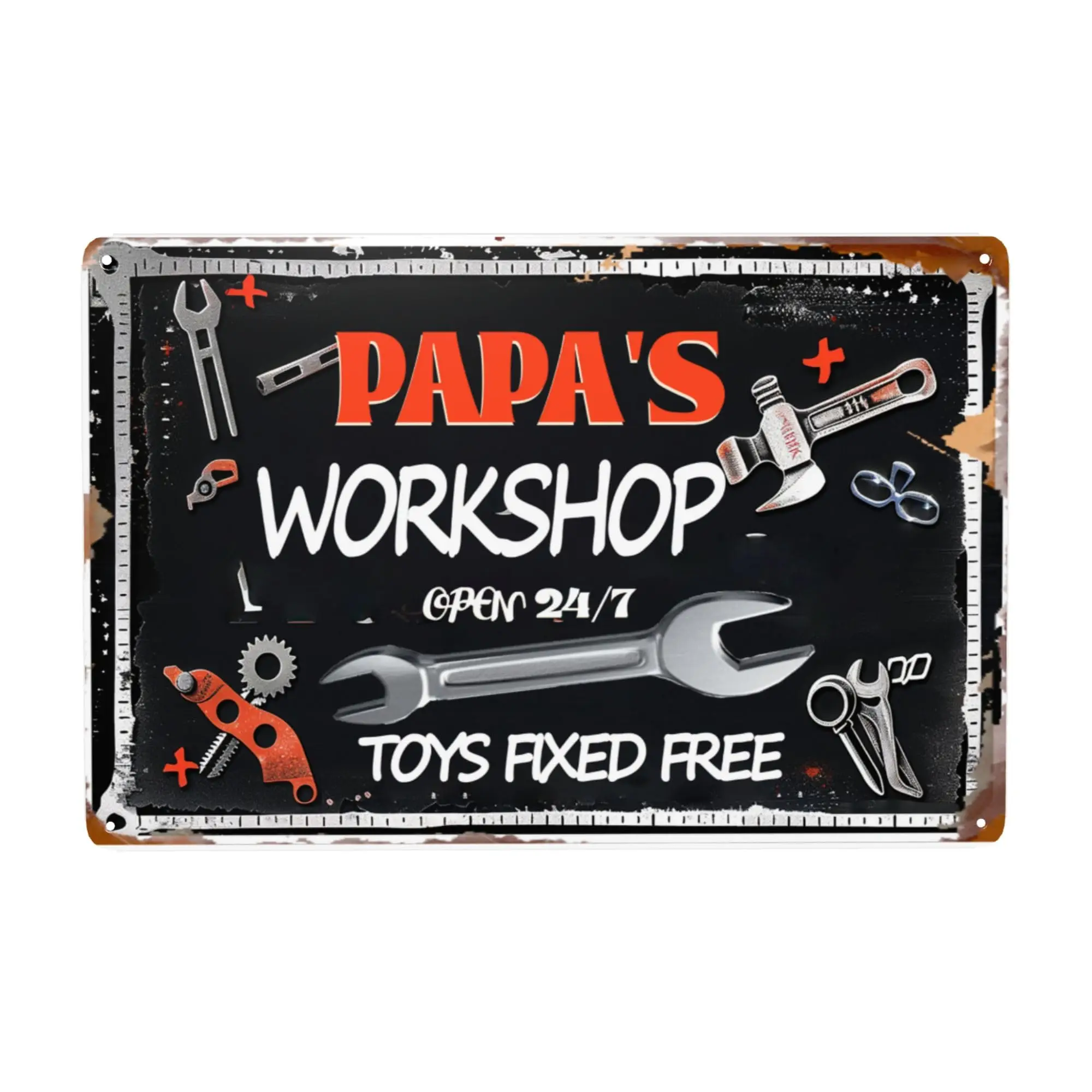 

OMMIIY Decor 8''x12'' Funny Garage Sign Papa'S Workshop Signs Vintage Metal Tin Sign Garage Signs Man Cave W