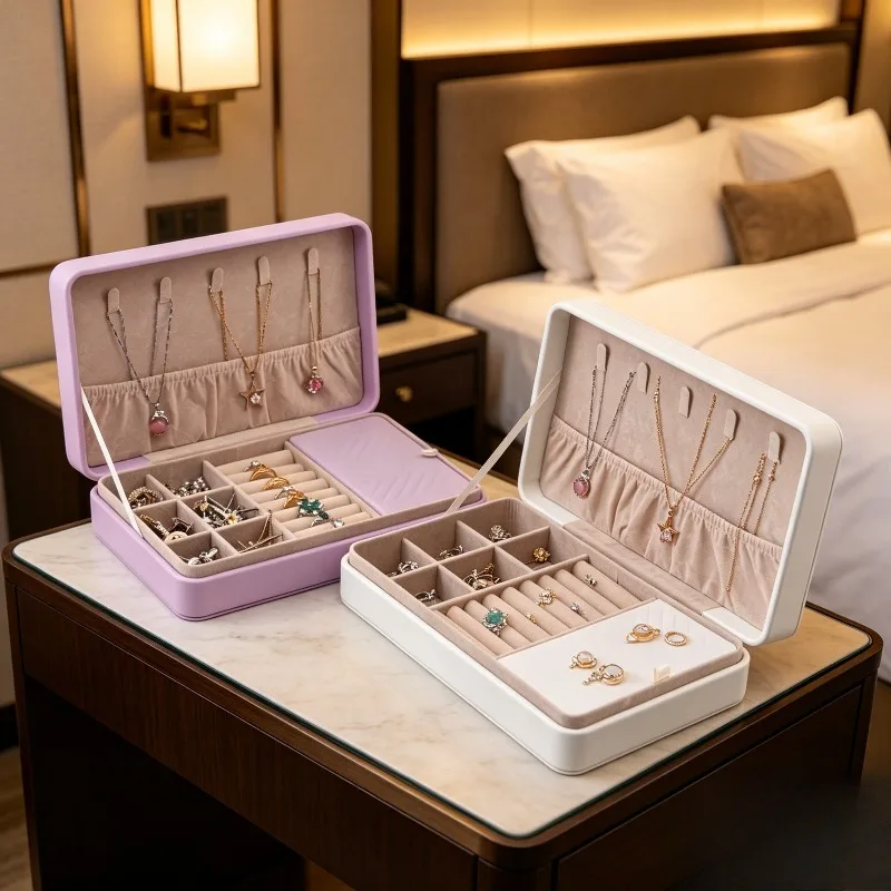 1pcs Simple Portable Jewelry Box Travel Jewellery Organizer Bracelet Earring Storage Mini Jewelry Box, Jewelry Not Included