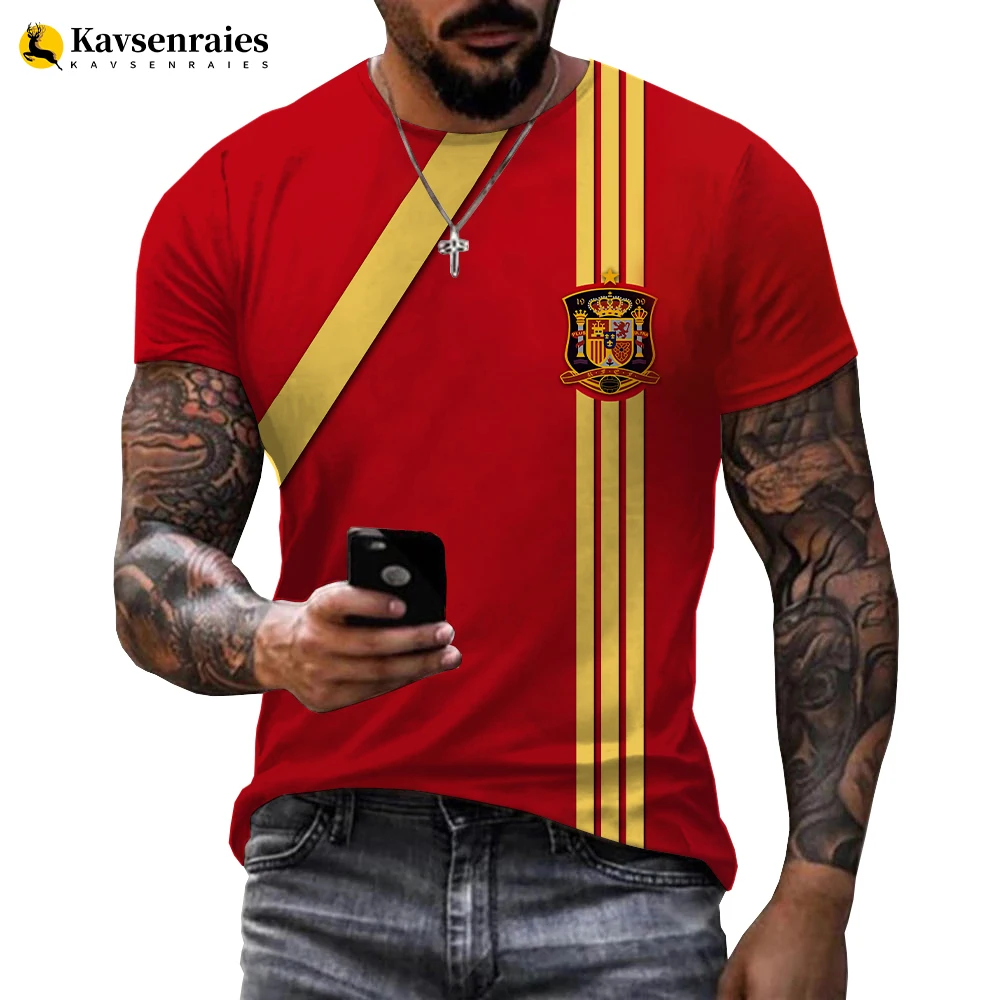 Spain Flag 3D Printed T-shirt Men Harajuku Casual Oversized T Shirt Unisex Hip Hop Streetwear Cool Tops