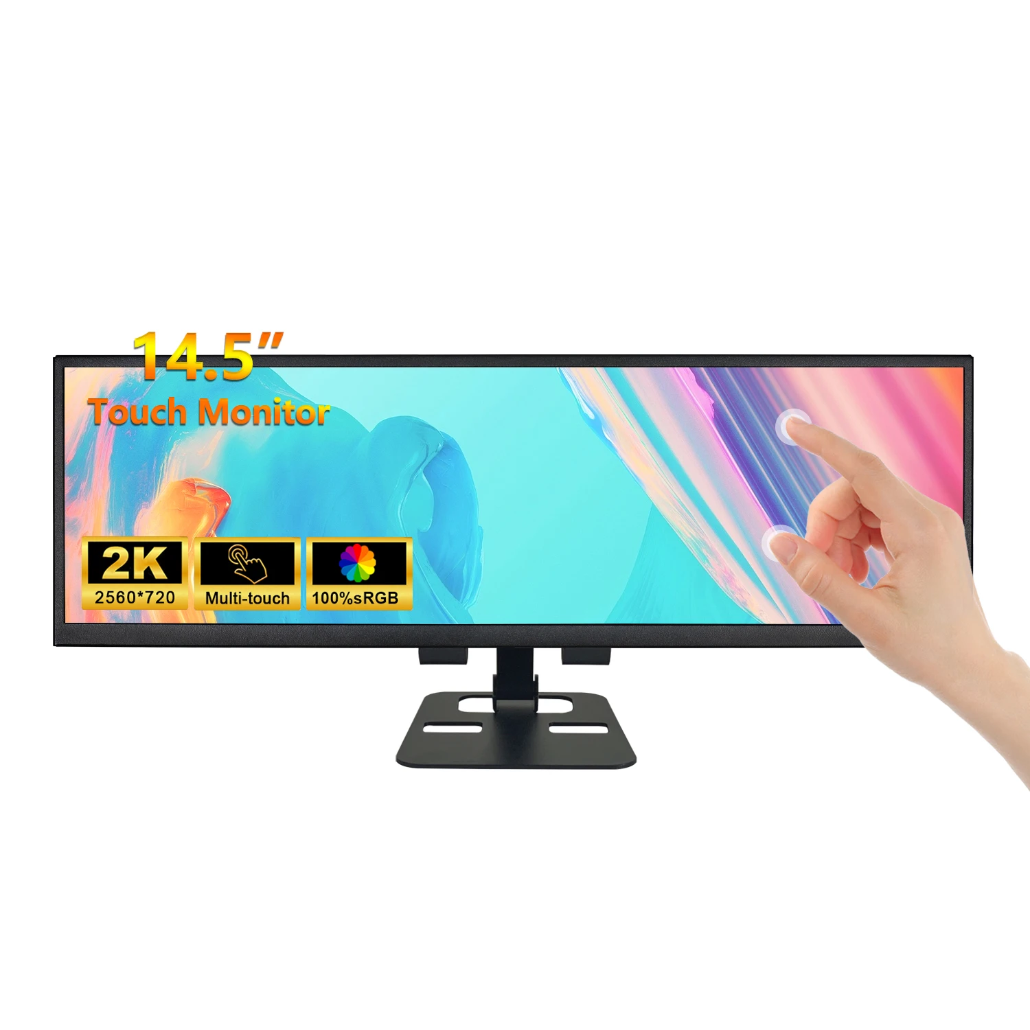 

12.3/14.5 Inch 2K 2560x720 IPS HDMI External Secondary Screen Touch Monitor Built-in Speaker Bracket Auxiliary Portable Display