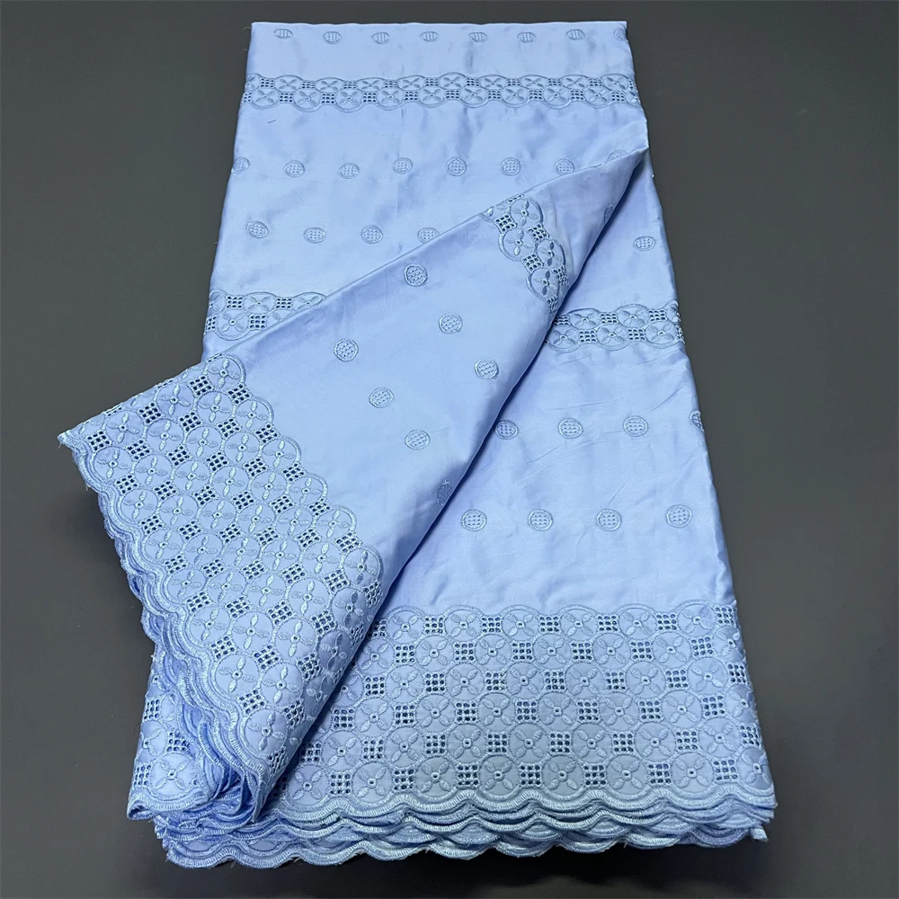 

2025 African Nigerian Tulle Lace Fabric Sewing for Dress High Quality Damask polish luxe Cotton Pure Embroidery 5Yard hz1397