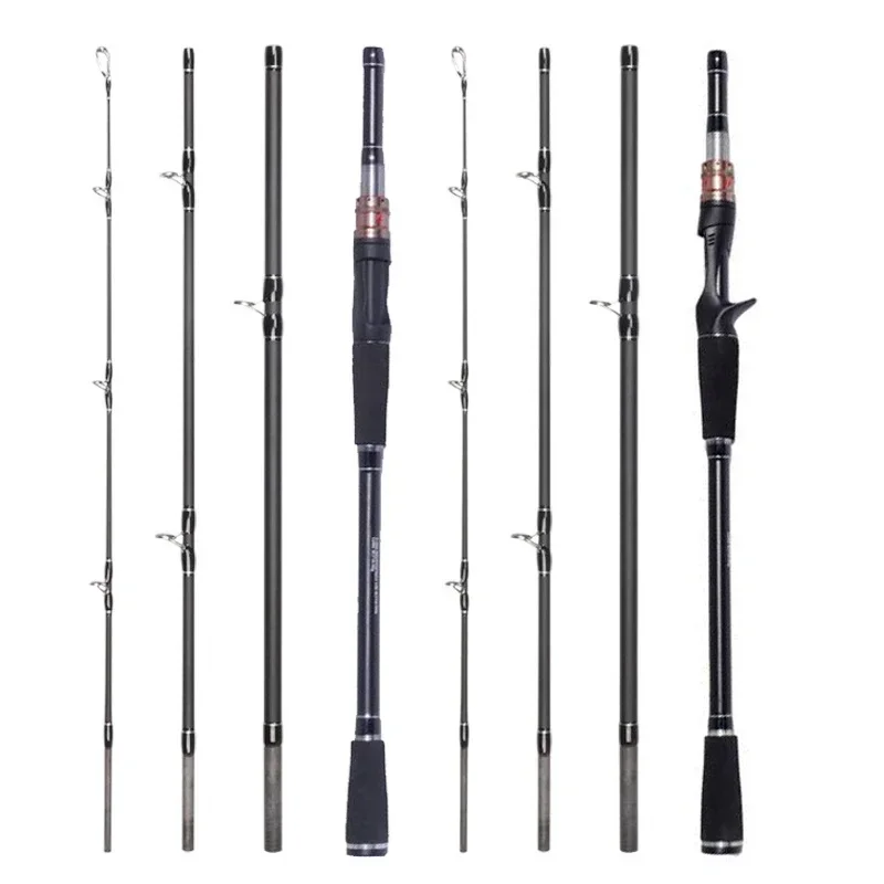 1.8m 2.1m Carbon Fiber Spinning Casting Portable Fishing Rod H Power 10-40g Lure Fast Action Hard 4 Sections Lure Rod Tackle