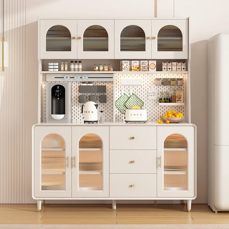 

Light luxury, creamy dining side, high cabinet, integrated, against the wall, living room, tea
