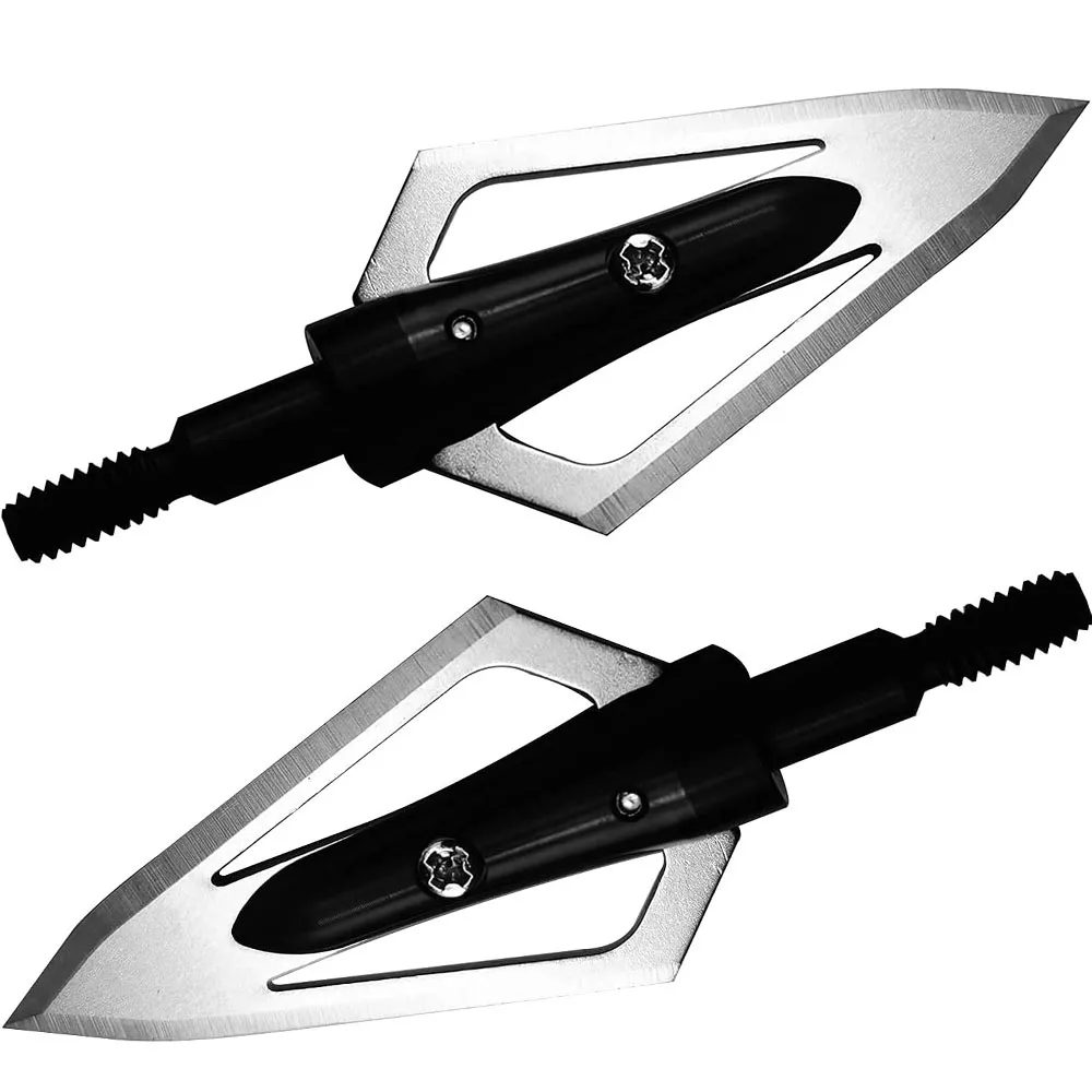 رؤوس السهم برودهيدز 100 حبة مع علبة 2 سهام شفرة ثابتة نصائح رؤوس السهم لمجمع/قوس منحني للصيد في الهواء الطلق