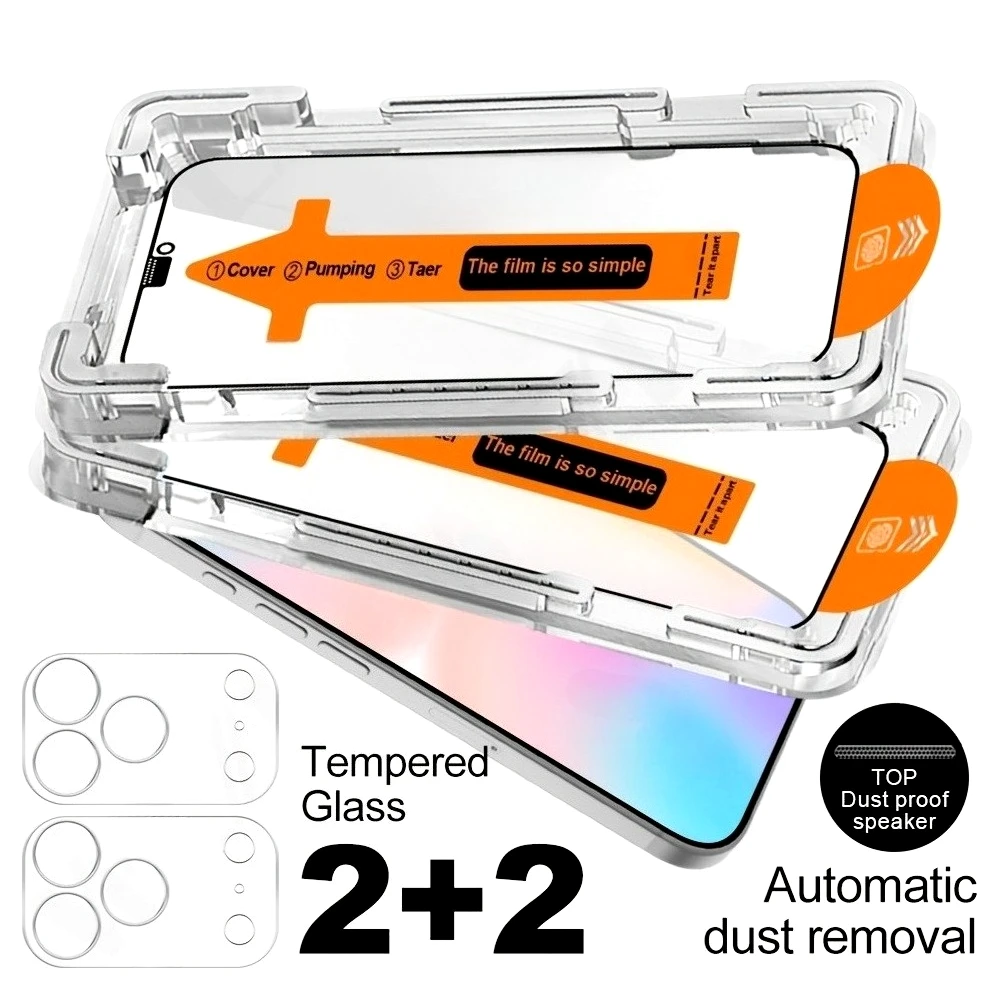 

Защитная пленка 4-в-1 с полным покрытием для iPhone 17 16 15 14 Pro Max Air 16e, стекло объектива камеры для iPhone 13 12 11 Pro 15 14 Plus