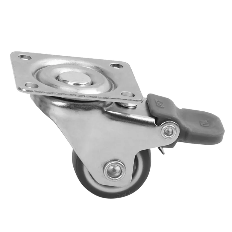 Paquete de ABGE-16 ruedas de perfil bajo de 1 pulgada, ruedas giratorias de goma suave con tapa de 360 grados (8 con frenos y 8 sin)