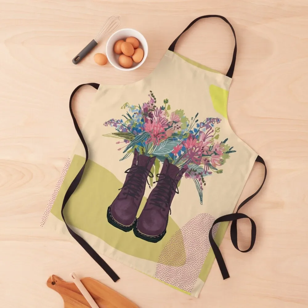 

Flowers Boots Modern Design Apron Things For Kitchen Customizable All For Kitchen And Home women's kitchens Apron