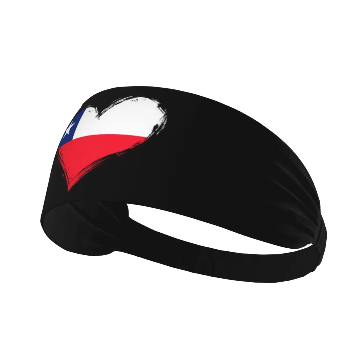 Chilean Flag Heart Elastic Hair Band Yoga Headband Makeup Hair Hoop Headwrap