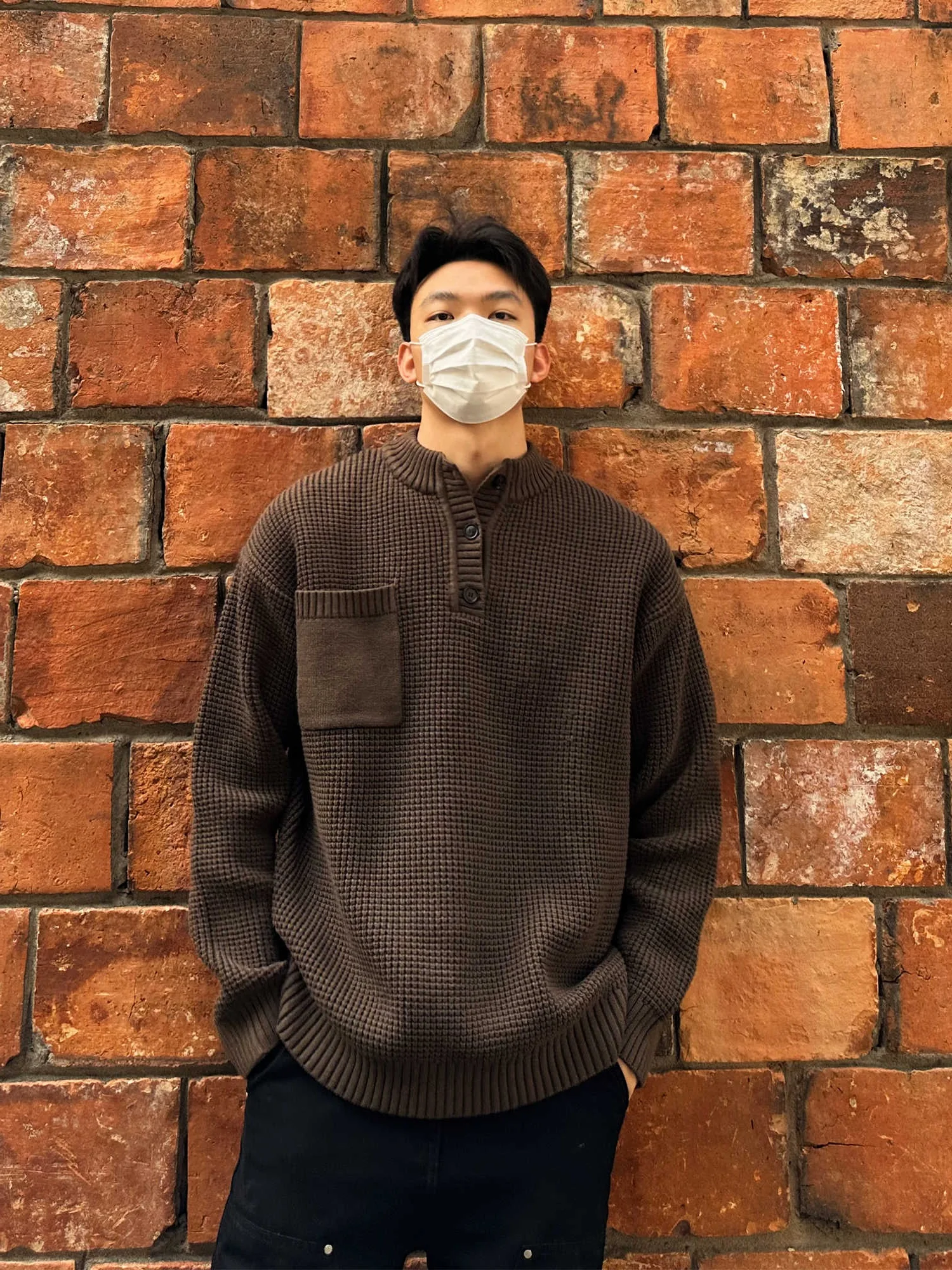 

Мужской свитер в американском ретро-стиле, вязаный, с воротником-стойкой, однотонный, повседневный, в стиле «old money», для отдыха