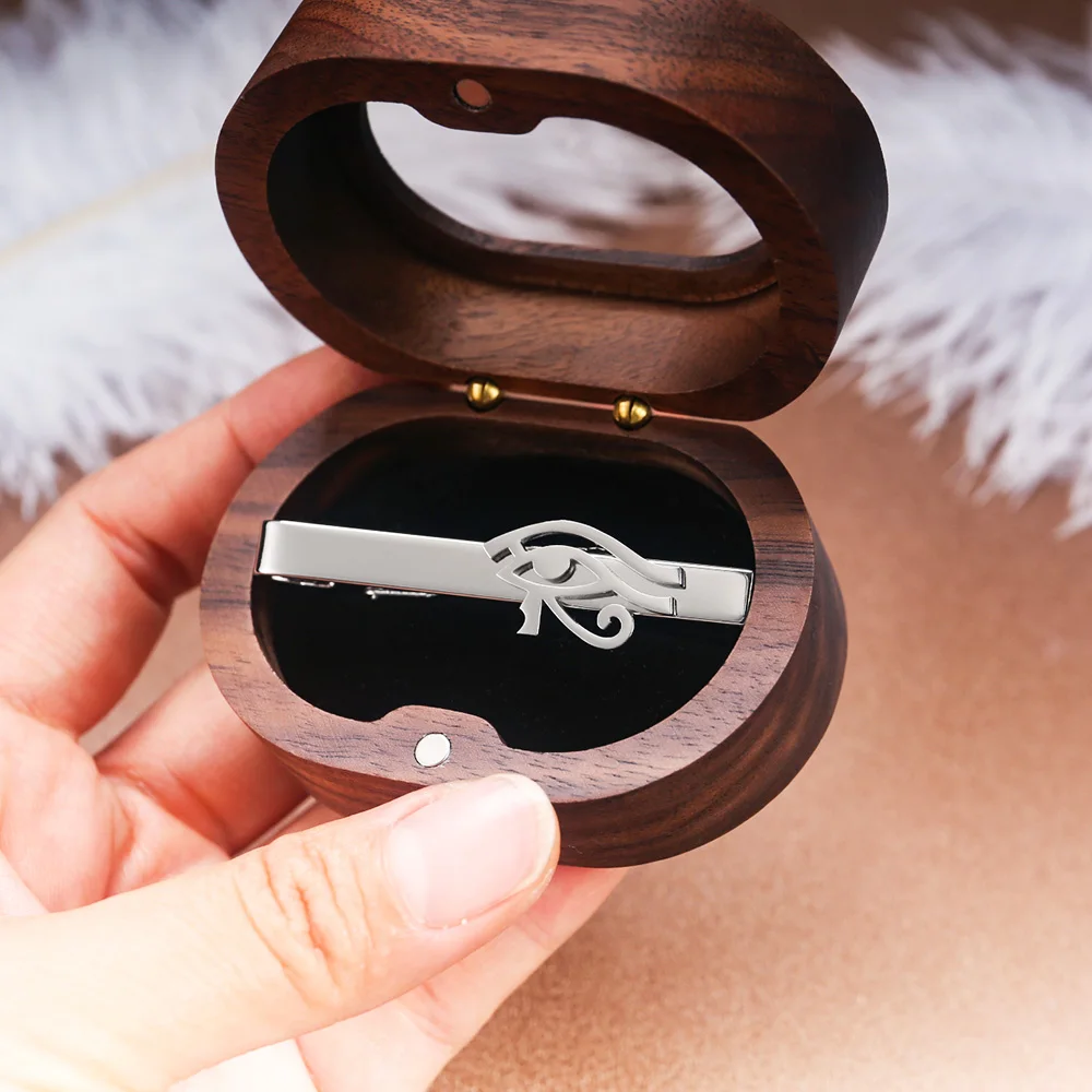 Tangula Stainless Steel Eye of Horus Brooch & Tie Clip Elegant Groom Suit Accessories Best Man Gift Fashion Wedding Jewelry Sets