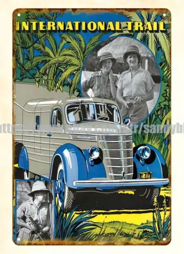 1930s International truck in Africa barn ranch metal tin sign wall art sale sign